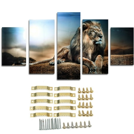 5Pcs/set Canvas Wall Art Oil Painting Picture Prints Modern Abstract Sitting Lion Home Decor Christmas Present