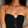 thumbnail image 4 of Collar largo de suéter único de Bargains, colgante ajustable, collar de colgante de 31.89" tono plateado, blanco, 4 of 5