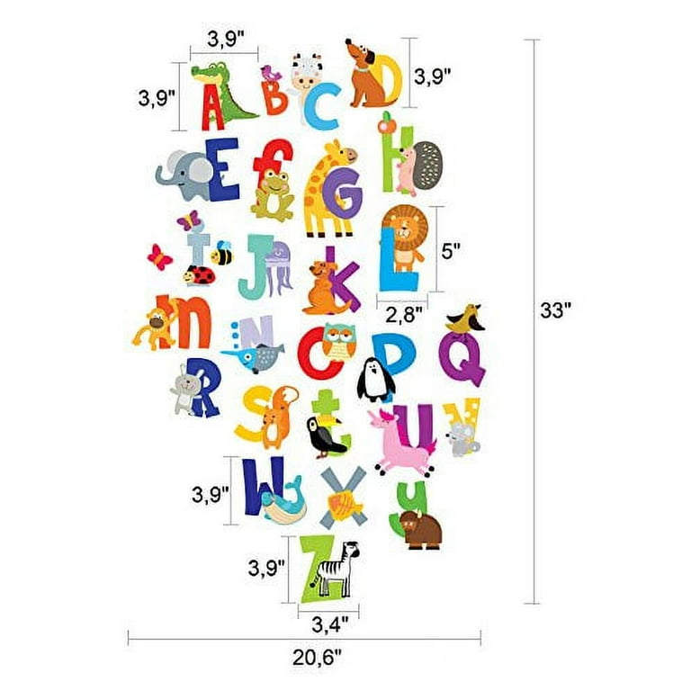 ABC Stickers Alphabet Decals - Animal Alphabet Wall Decals - Classroom Wall  Decals - ABC Wall Decals - Wall Letters Stickers - Wall Stickers for Kids  ABC Letters - [Gift Included]! 