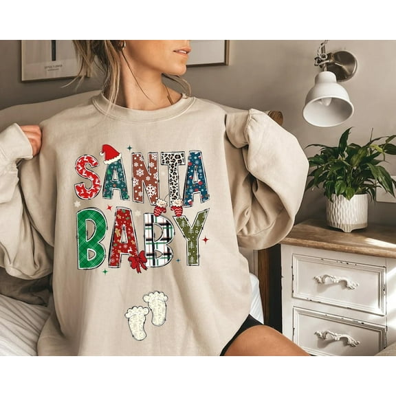 Santa Baby Sweatshirt, Christmas Maternity Sweater, Christmas Pregnancy Announcement Shirt
