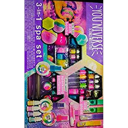 Sparkle Lip Set - 3-in-1 Spa Craft Set - Science Meets Style Creating Sparkling Perfumes, Lava Lip Gloss and 6 Bath Bombs by Youniverse