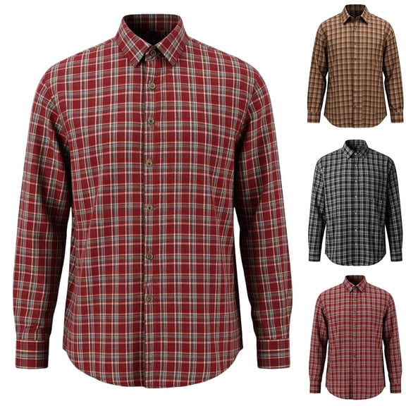 YOIAVAIOY Men's Collar Button Down Shirts with Pockets Regular Fit Long Sleeve Casual Tops Fall Fashion Outfits Solid Color Lightweight Coffee M