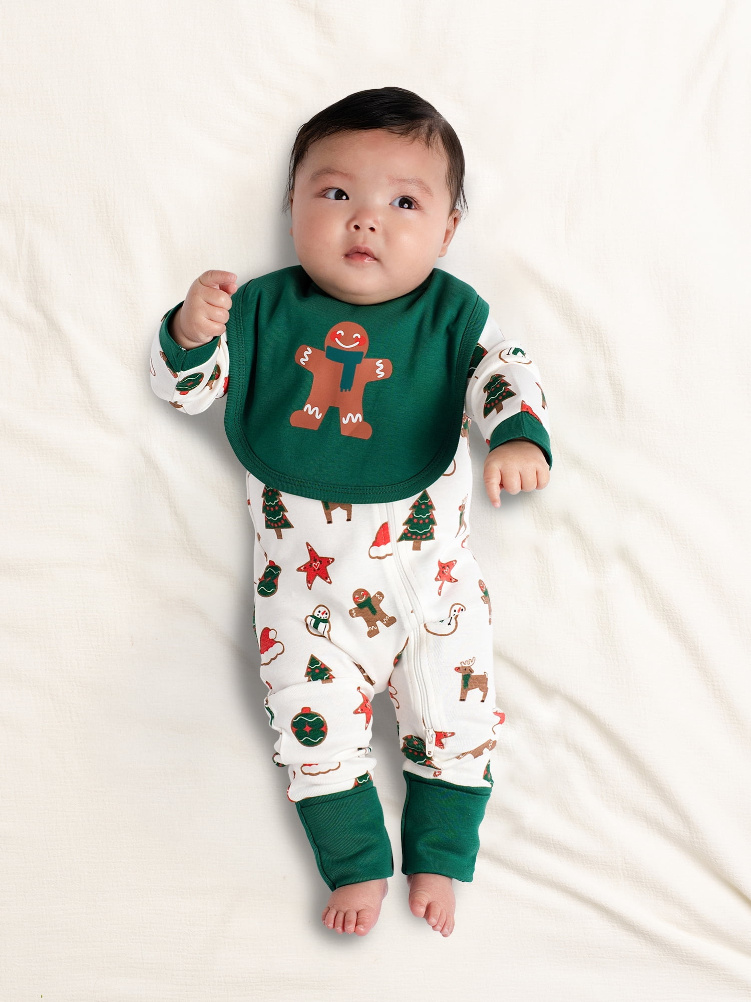 Monica + Andy Organic Cotton One Piece Coverall and Bib Set, Sizes Newborn - 18-24 Months