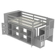thumbnail image 6 of Bellemave Low Loft Bed with Stair and LED Light, Twin Size Loft Beds with Bookshelf Headboard, Wood Twin Bed with Storage Shelves and Clothesrod, Under-Bed Play Space（Gray）, 6 of 8
