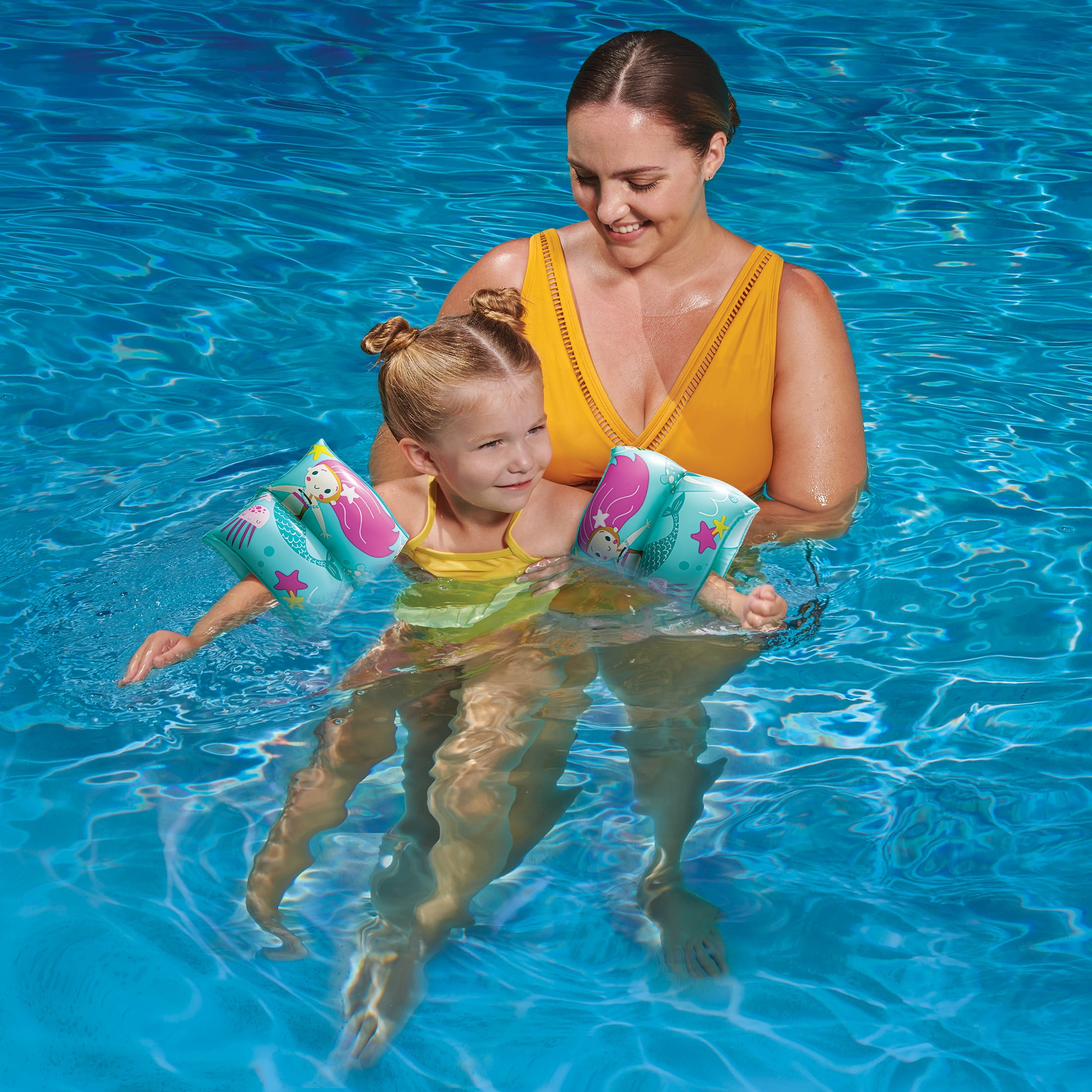 (2 pack) Bluescape Mermaid Inflatable Printed Kids Armbands for Swimming and Floating, Ages 3 to 6, Unisex