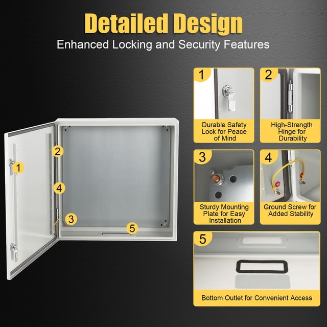 EDTara Steel Electrical Junction Box, Durable Nema Enclosure for Indoor and Outdoor Applications, Waterproof and Dustproof With Safety Locks and Wall Mounting Plates