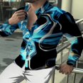 thumbnail image 1 of 2024 Camisa de moda para hombre, informal, para exteriores, festivales, al aire libre, roja, con patrón geométrico HD, suave y cómoda, nueva XL, 1 of 6