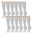 thumbnail image 2 of 12 Pairs Knee High Uniform School Soccer Socks Womens Girl White Size 6-8 LG Lot, 2 of 4