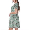 thumbnail image 2 of Naloa Retro Rooster4 Print Womens Summer A-Line Dress with Pockets,Short Sleeve Dresses,Flowy Beach Swing Dress for Vacation Travel, 2 of 6
