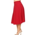 thumbnail image 3 of Women's Plus Size A-Line Casual Flared Elastic Band Solid Midi Skirt, 3 of 5