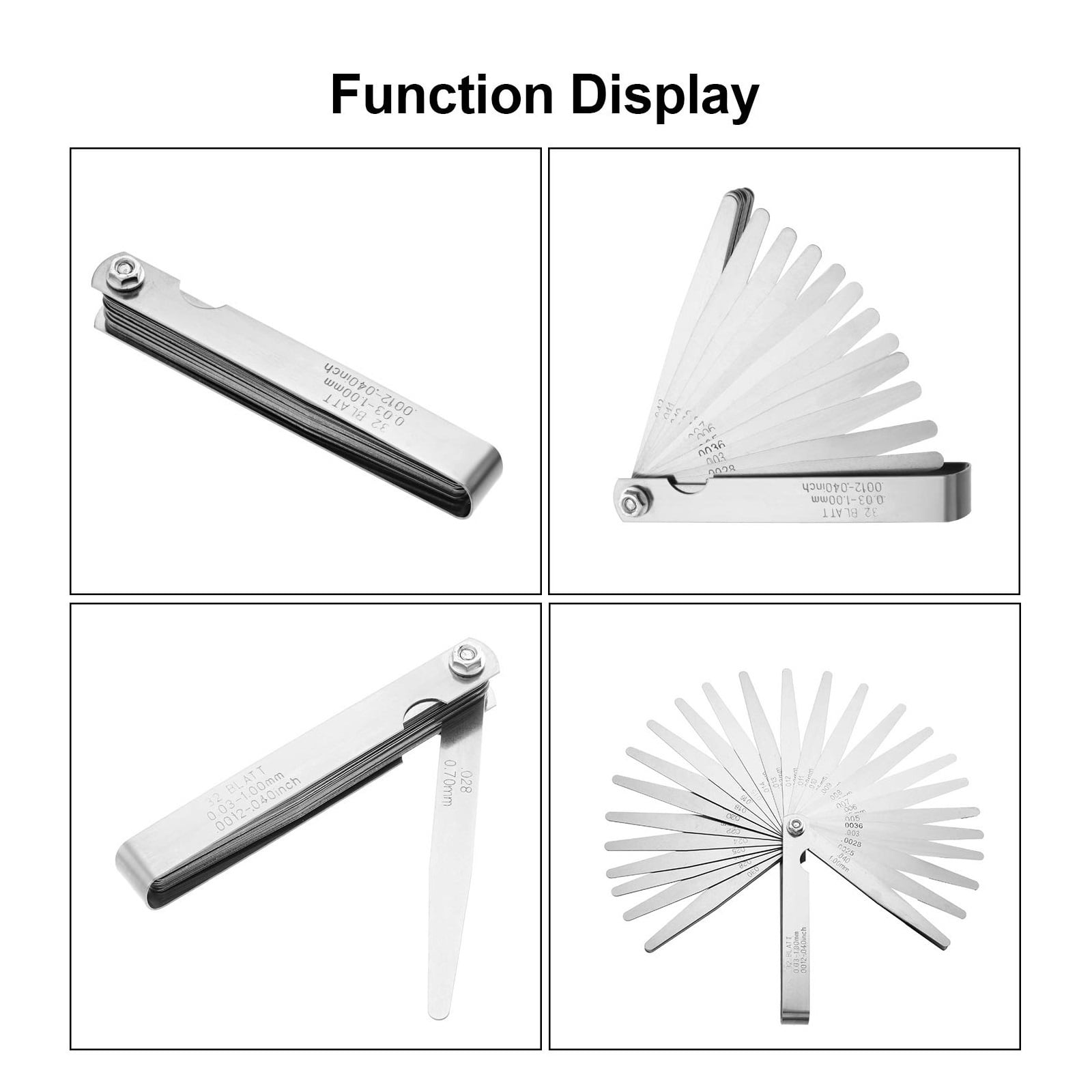 32-Piece Feeler Gauge Stainless Steel Thickness Gauge Tapered Feeler Gauge Set for Measuring Gap