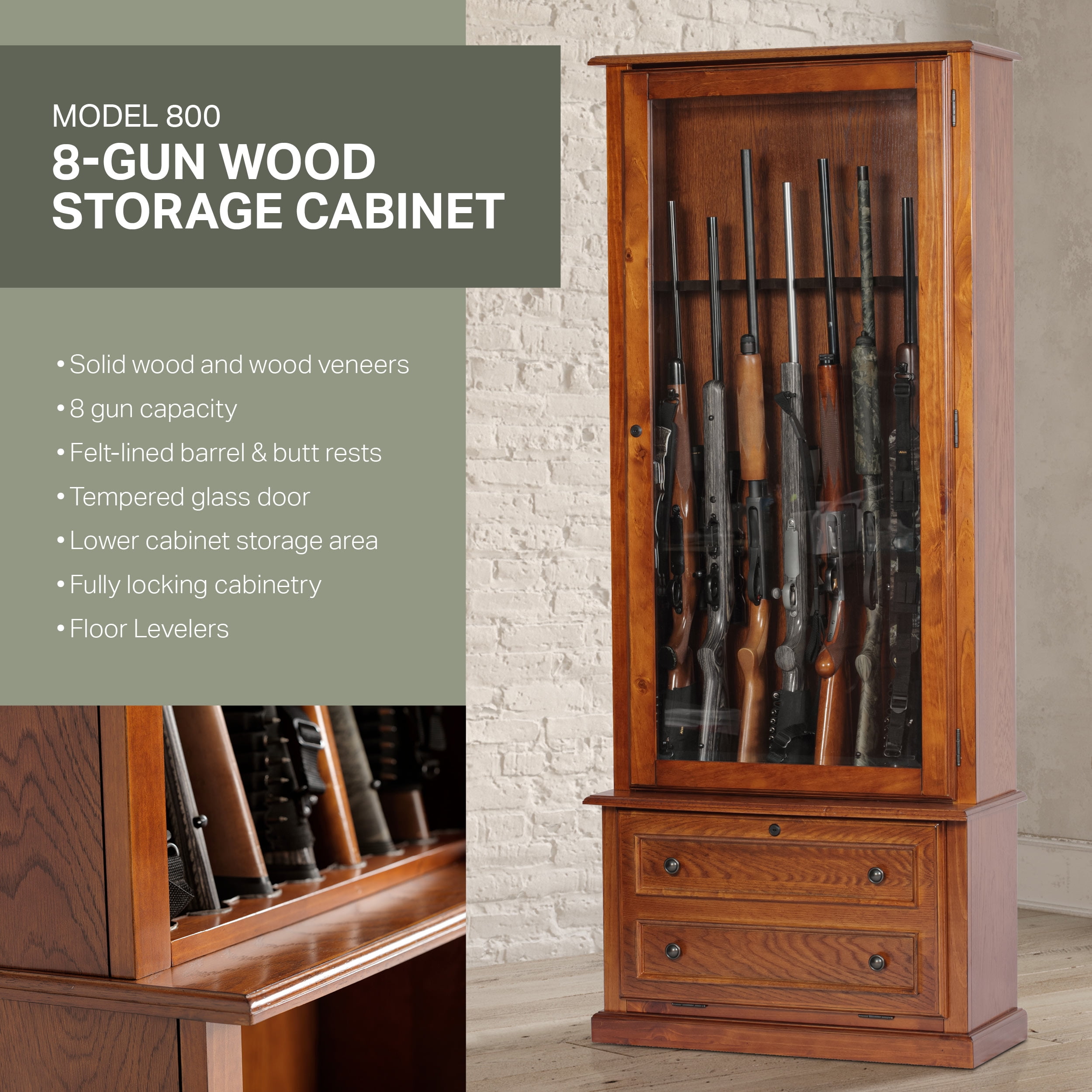 American Furniture Classics Model 800, 8 Long Gun Cabinet With Key Lock ...