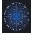thumbnail image 3 of Astrology Duvet Cover Set, Zodiac Horoscope Chart in Wheel Shape Dates in Space Dots Image, Decorative 3 Piece Bedding Set with 2 Pillow Shams, Queen Size, Dark Blue and White, by Ambesonne, 3 of 3