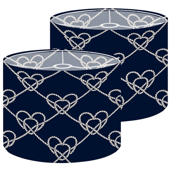 Lampshades 2 Pack nautical rope Endless navy white loop ornament Marine Carrick 13"x13"x10" Light Shade for Table Lamps Floor Lamps Drum Lamp Shades Lampshade Replacement Easy Assembly