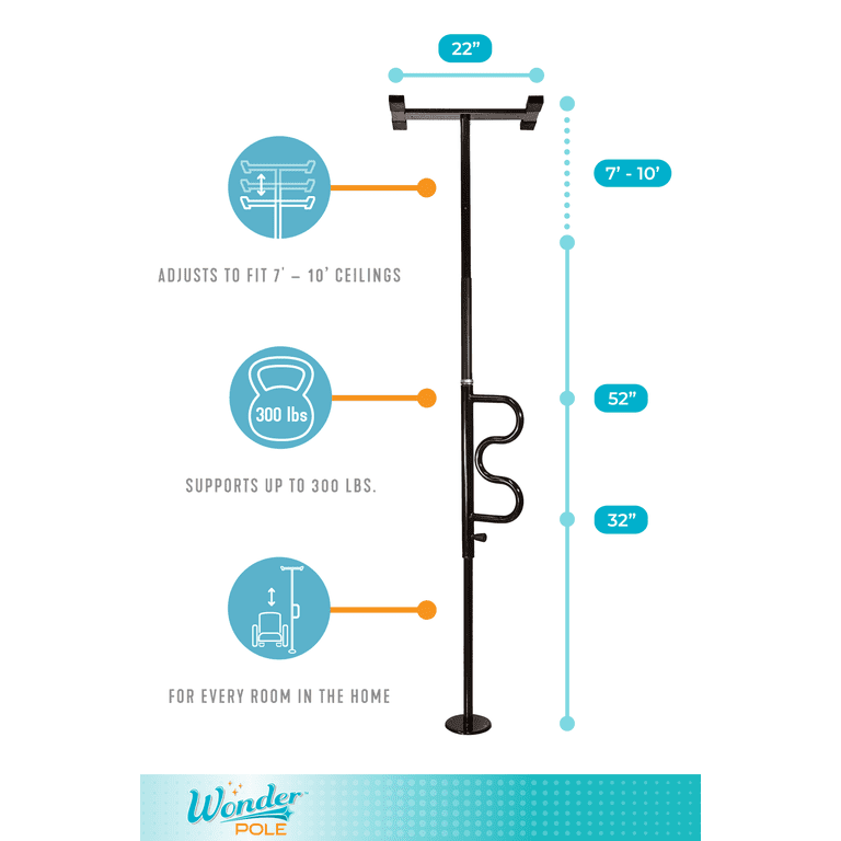 Stander Wonder Pole, Security Pole and Curve Grab Bar, Bathroom