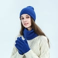 thumbnail image 3 of Hat Scarf Gloves Set Classic Unisex Thermal Gloves Loop Scarf Ribbed Knit Cap, 3 of 10