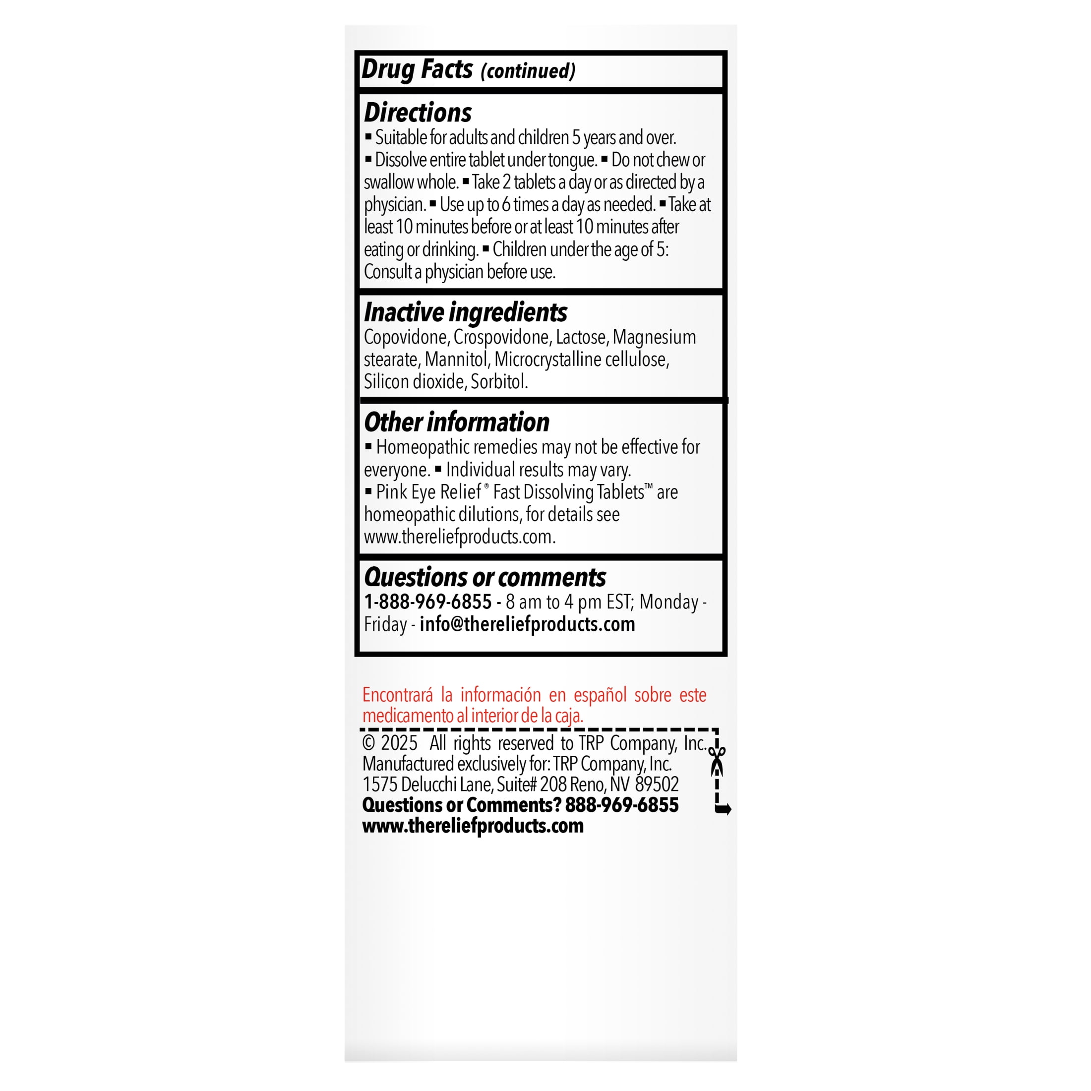 The Relief Products, Natural Eyes, Pink Eye Relief, Fast Dissolving Tablets,  70 Ct