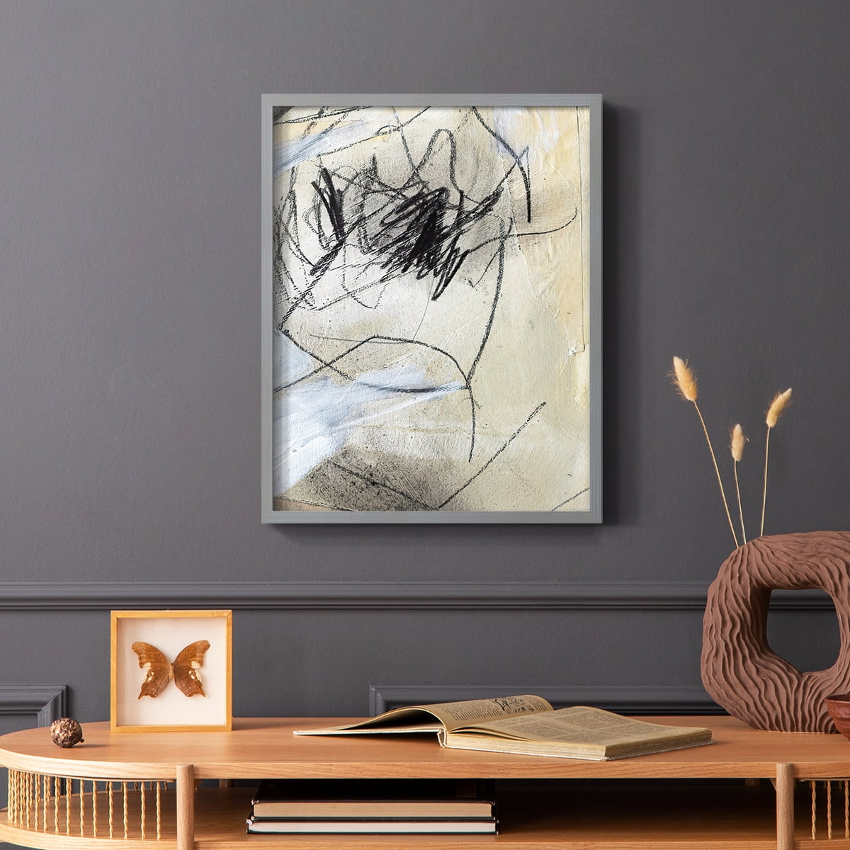 Masked Notes VII Framed Print in Gray Solid Wood Framed Print No Nail Hanging