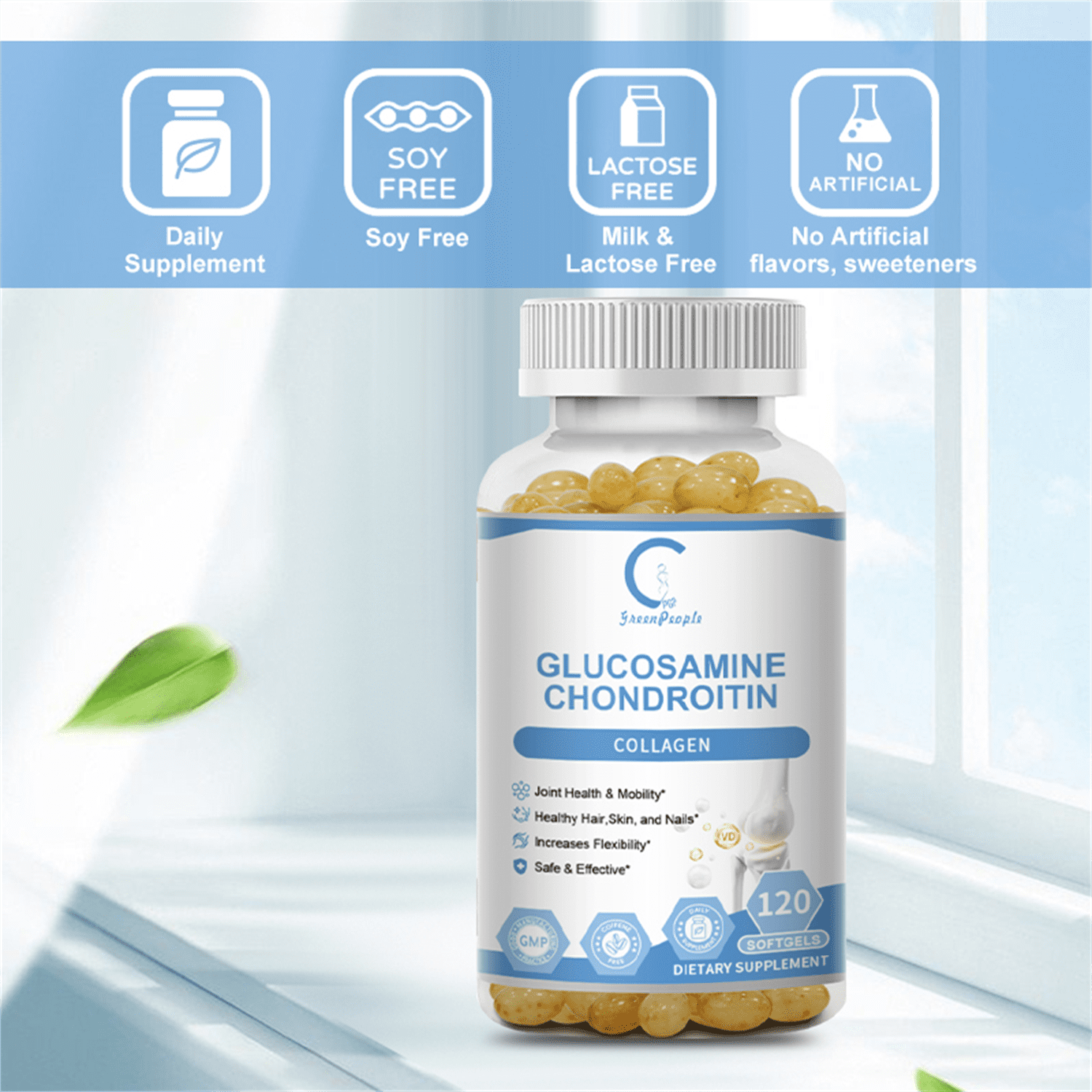 Glucosamine Chondroitin with MSM & Collagen, Supports Joint & Cartilage Health Supplement, High Absorption, Non-GMO & Vegan, 240 Capsules - Greenpeople