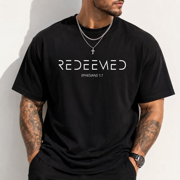 Men 100% Cotton Inspirational Letter Graphic T-Shirt, Casual Short Sleeve Crew Neck Tee