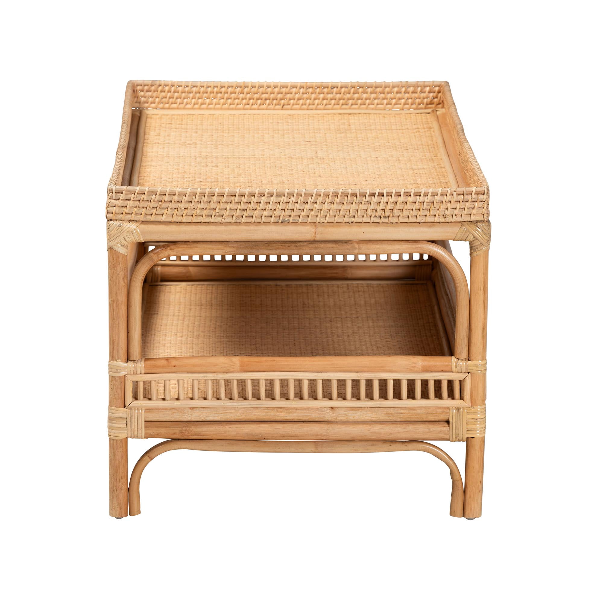 bali & pari Lombok Boho Coffee Table, 2-Tier, Natural