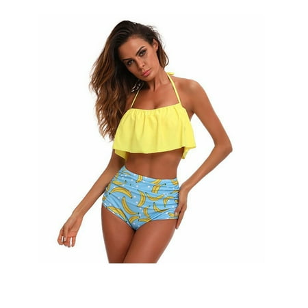 Plaid Womens Swimsuit Bottoms - ELEOPTION 2018 New Fashion Sexy High Waisted Swimsuit Bikini Set Womens Push-up Padded Bikini Two -piece Top & Bottoms Bathing Suit Swimwear Beachwear