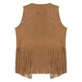 thumbnail image 5 of Alvivi Men's Western Cowboy Vest Casual Fringe Hippie Costume Open Front Suede Leather Waistcoat Brown M, 5 of 6