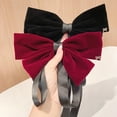 thumbnail image 4 of Eoperou Ribbon Tassel Non-Slip Spring Clip Big Velvet Bow Decor Girl Hair Clip Hair Accessories, 4 of 8