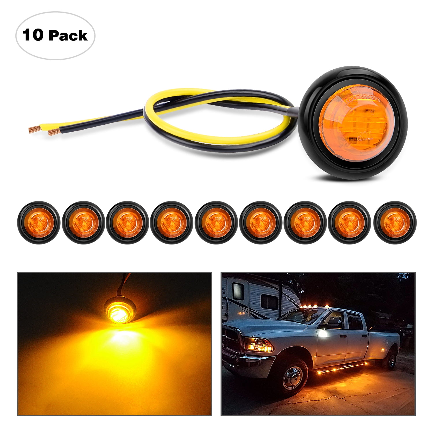 Waterproof Round Clearance LED Side Marker Light Stop Turn Tail Lamp Indicator
