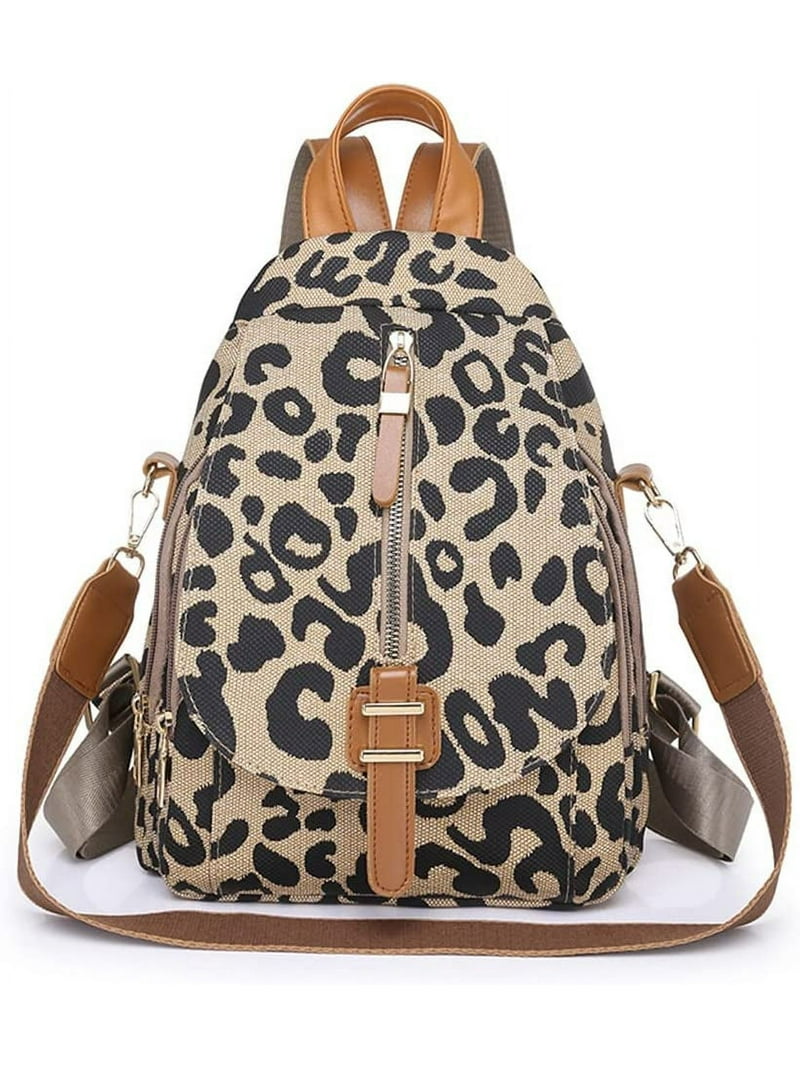 Leopard Print Backpack for Women Pu Leather Cheetah Print  display picture 3