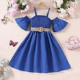 thumbnail image 2 of Gubotare Dresses for Tweens Girl Ruched Velvet Bodycon Cami Dress Spaghetti Strap Party Pencil Dresses (Blue,Size 10-11 Years), 2 of 4