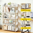 thumbnail image 2 of OUTONLIFE 5-Tier Wooden Open Bookcase - Modern Display Bookshelf with Top Edge and Solid Wood Frame for Home and Office, Storage Cabinet, Warm White, 2 of 9