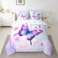 thumbnail image 3 of Manfei Girls Butterfly Animal 7pcs Bedding Comforter Set, Pink Cherry Blossoms Queen Bedding Sets, Kawaii Princess Style Reversible Queen Sheet Sets, Breathable Home Decor, 3 of 8