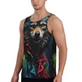 thumbnail image 2 of Daiia Vintage Wolf Warrior Printed Men's Quick Dry Fit Muscle Tank Top Slim-Fit Tank Workout Tank Top Lightweight Sports Tank Top-Large, 2 of 7
