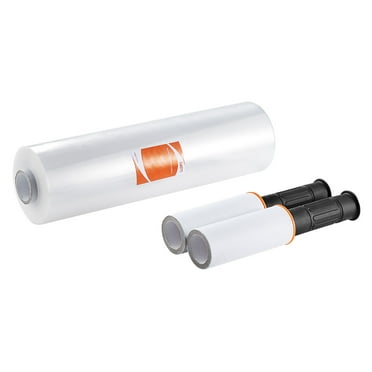 KFFKFF Stretch Wrap, 15 inches x 1200 feet, Single Pack, 80 Gauge Robust Clear Long-lasting Shrink Wrap Roll, High Capacity Shrink Film Stretch Wrap with Handles