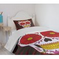 thumbnail image 4 of Ambesonne Sugar Skull Quilted Bedspread Set 2 Pcs, Catrina Art Ornate, Twin Size, Multicolor, 4 of 6