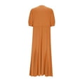 thumbnail image 3 of XUNKUSGA Maxi Dresses for Women Casual Round-Neck Short Puff Sleeve Womens Dresses Loose Soild Color Sundresses for Women Lightweight Breathable Long Dresses for Beach S-3XL Orange, 3 of 5