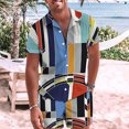 thumbnail image 2 of LYXSSBYX Mens Shorts Cargo Clearance Men's Fashion Short Sleeve Shorts Two Piece Casual Shirt Suit, 2 of 8