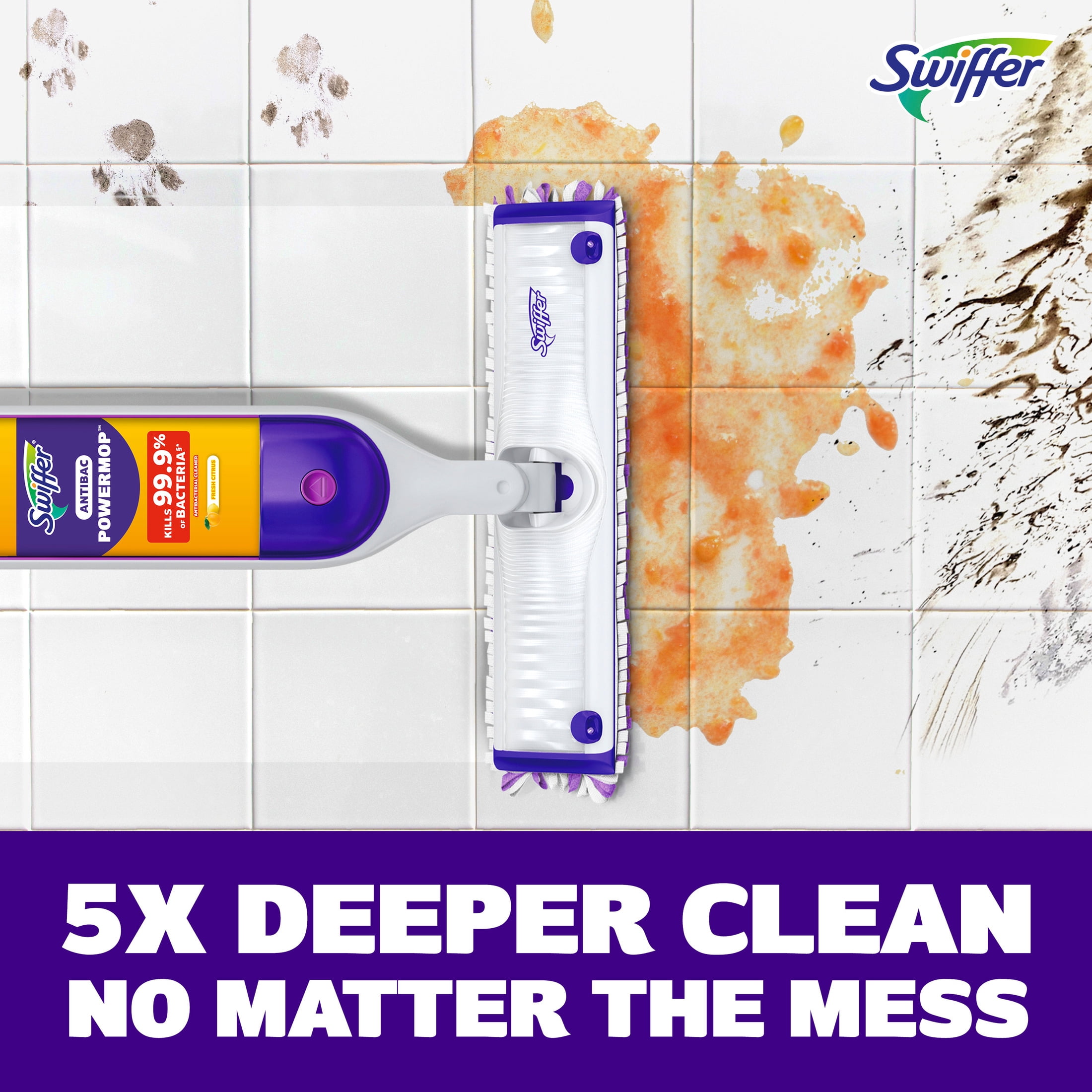 Swiffer PowerMop Anti-Bacterial Refill Solution, Lemon, 2-Pack