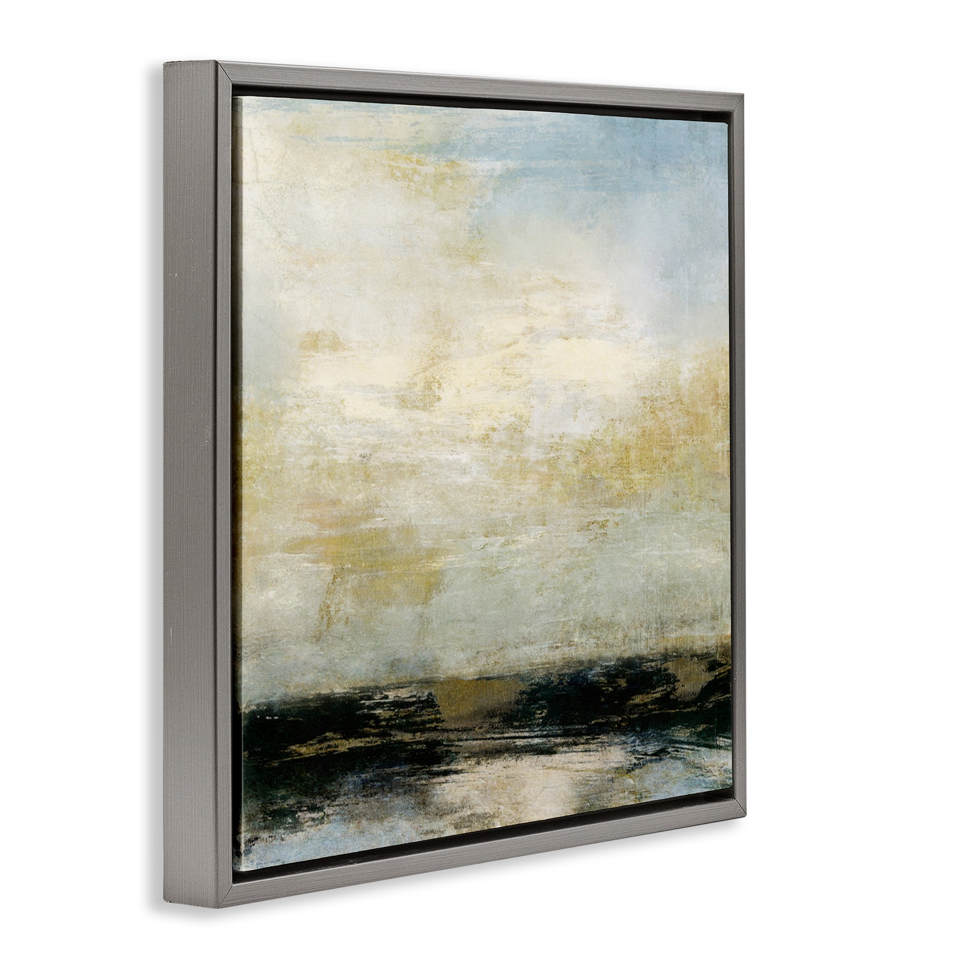 Stupell Industries Abstract Paint Streak Landscape Landscape Painting Gray Floater Framed Canvas Art Print Wall Art, 25 x 25