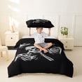 thumbnail image 2 of Homewish Spooky Horror Skull Twin Duvet Cover,Skeleton Halloween Twin Bedding,Black White,Black Reversible,2-Piece,1 Duvet Cover and 1 Pillowcase, 2 of 6