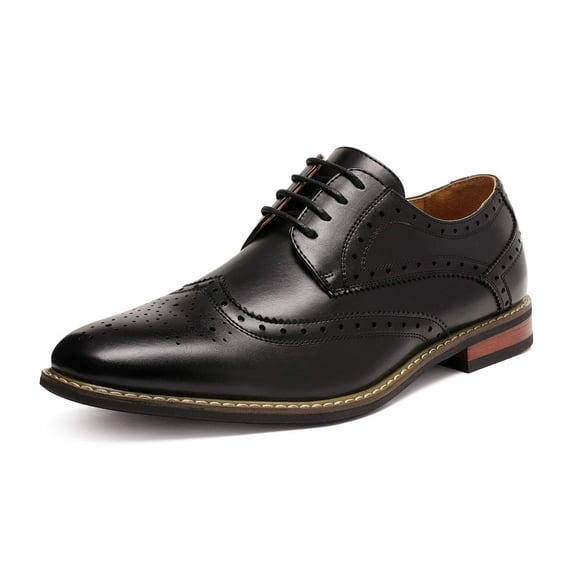 Bruno HOMME MODA ITALY PRINCE Men's Classic Modern Oxford Wingtip Lace Dress Shoes,PRINCE-3-BLACK,8 D(M) US