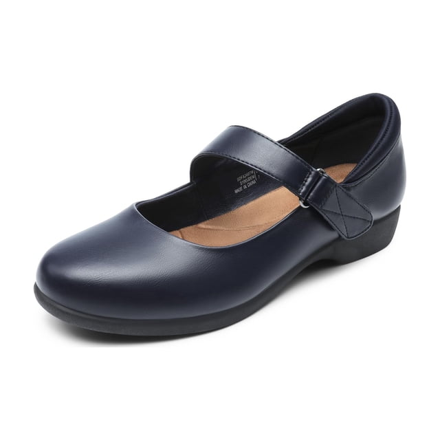 Bailarinas para mujer DREAM PAIRS en azul marino, talla 10, con correa en el tobillo