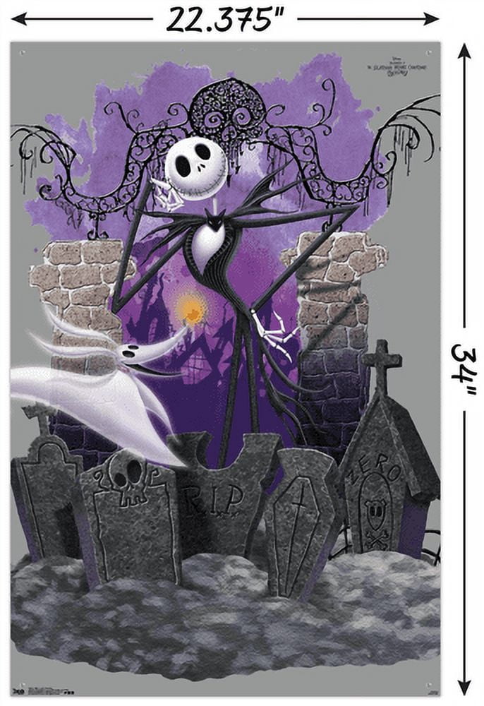 Disney Tim Burton's The Nightmare Before Christmas - Jack And Zero Wall Poster with Push Pins, 22.375" x 34"