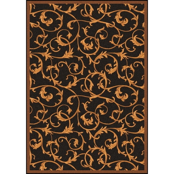 Joy Carpets Any Day Matinee Acanthus 5'4" x 7'8" Area Rug in Color Brown