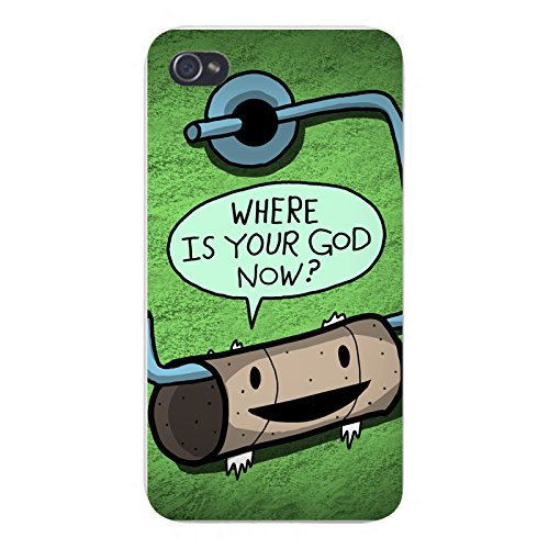 Apple iPhone Custom Case 4 4S White Plastic Snap On "Toilet Paper God