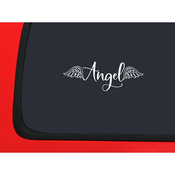 Car Sticker Angel Wings Feather Protector Guardian Heaven Car Window Decal Sticker White 7 Inch