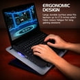 thumbnail image 4 of ENHANCE Cryogen 3 Gaming Laptop Cooling Pad - USB Powered 5 LED Fans , Metal Cooler Surface fits 17.3 inch Laptops , Device Holder for Smartphone , 5 Adjustable Stand Settings , Portable for PC Gamer, 4 of 9