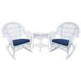 thumbnail image 2 of Jeco Ensemble de Conversation en Osier 3 Pcs Blanc avec Coussins Bleus, 2 of 2