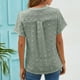 thumbnail image 4 of Mujeres Sólido Solor V-Cuello Pom Gasa Manga corta Camisas casuales Blusas Tops Pullover Fridja bn6310, 4 of 9